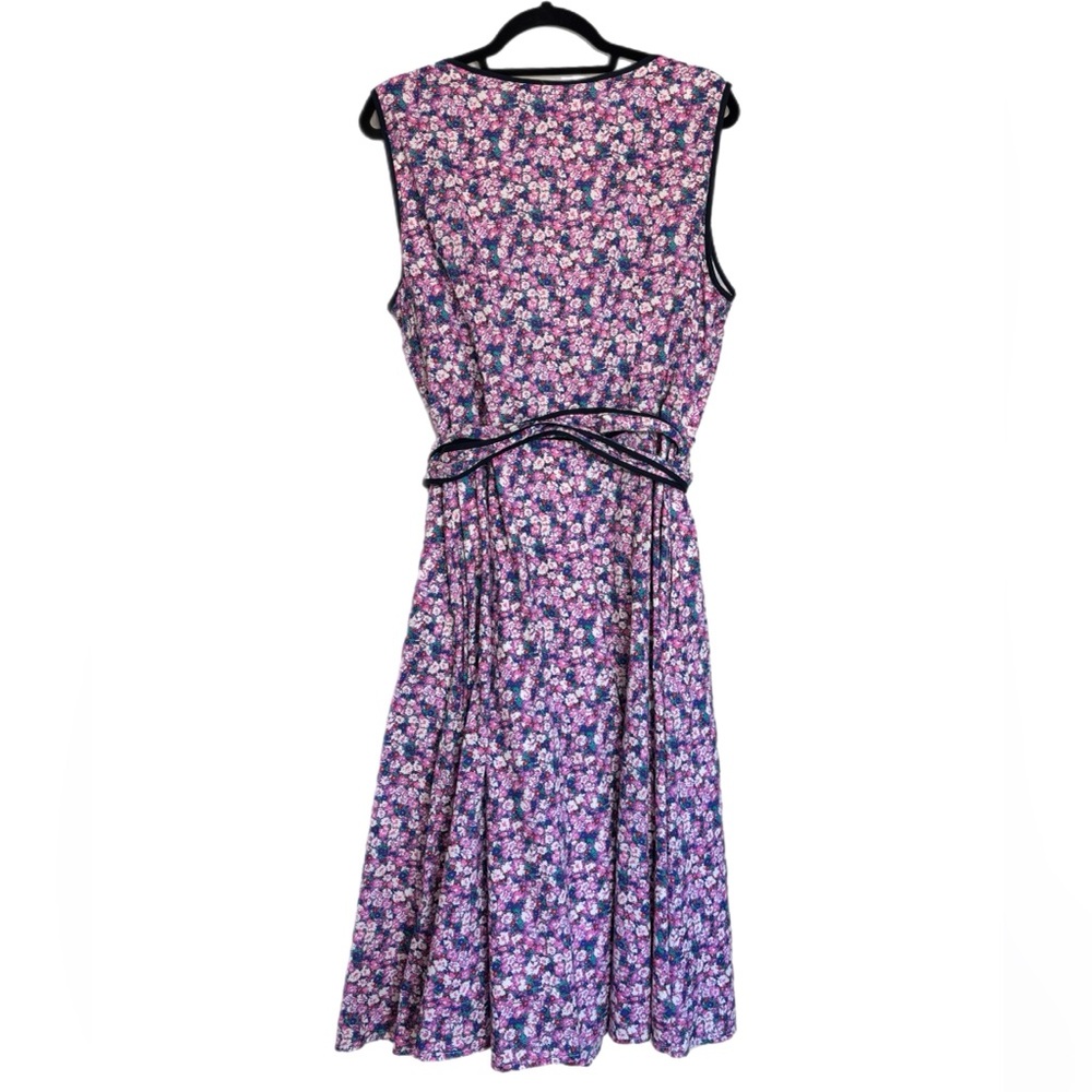 EShakti wrap around purple ditzy floral sleeveless dress - Picture 4 of 5